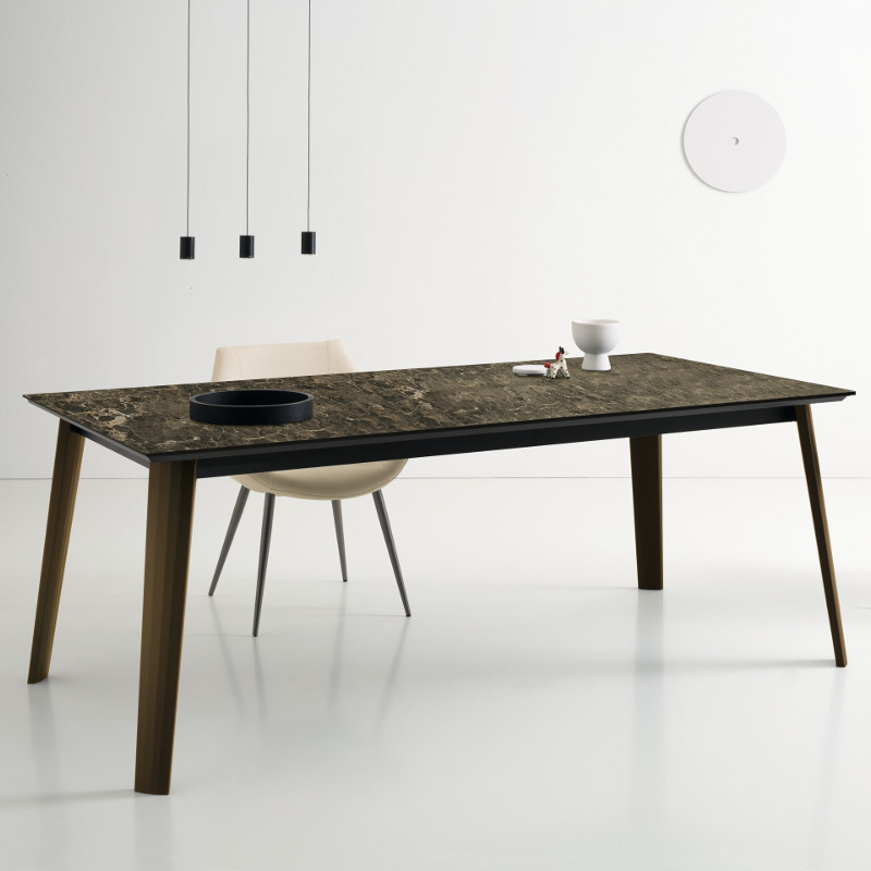 Kor 387 Bõvíthetõ üvegasztal 180-240x100cm kerámia lappal