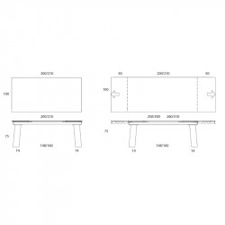 Frau 200 Bõvíthetõ üvegasztal 200-300x100cm