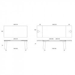 Frau 200 Bõvíthetõ üvegasztal 200-300x100cm