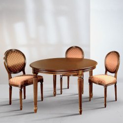 Luigi XVI 904-TA bõvíthetõ kerek étkezõasztal 120-160cm tanganyika fa asztallappal