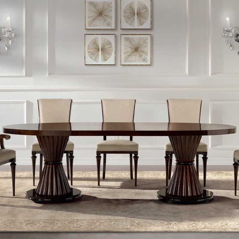 Sally 9027-A ovális bõvíthetõ étkezõasztal tanganyika fa asztallappal 160-310cm