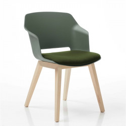 Clop polipropilén vázas karosszék fa lábakkal - párnázott - kárpitozott üléssel 05 Műanyag karosszékek Diemme