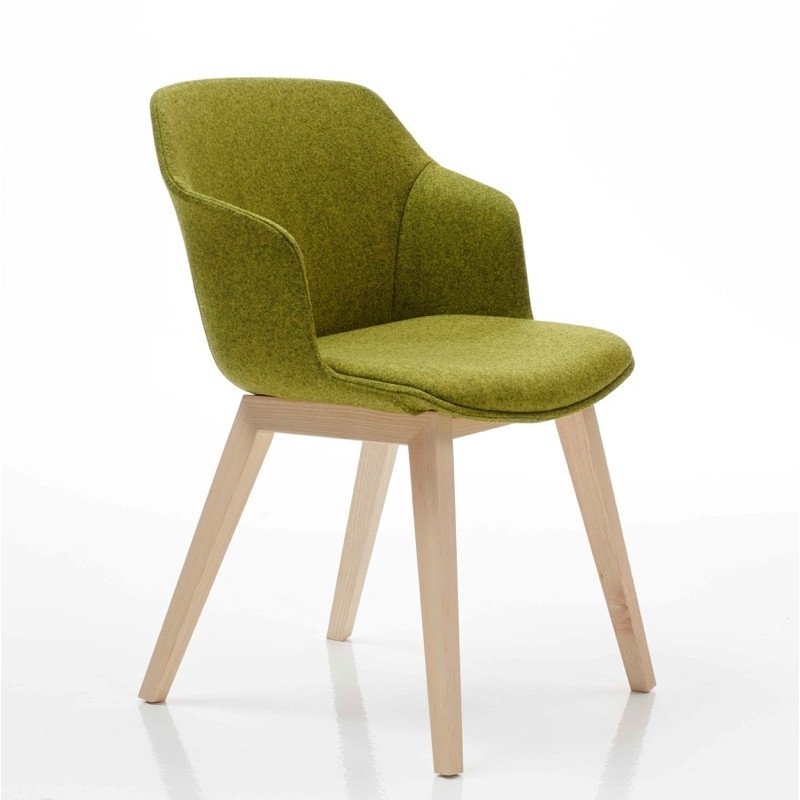 Clop Riv polipropilén vázas kárpitozott karosszék fa lábakkal - poliuretán hab párnázással