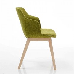 Clop Riv polipropilén vázas kárpitozott karosszék fa lábakkal - poliuretán hab párnázással