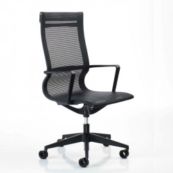 Liberty állítható magasságú fõnöki forgószék magas háttámlával - hálós - fix fekete kartámasszokkal - 5-ágú csillag alakú központi görgõs lábbal 05 Műanyag karosszékek Diemme