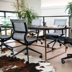 Liberty fix magasságú irodai szék - hálós - fix fekete kartámasszokkal - 4-ágú csillag alakú központi görgõs lábbal