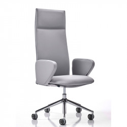 Velvet állítható magasságú kárpitozott fõnöki forgószék magas háttámlával - fix fekete kartámasszokkal - 5-ágú csillag alakú központi görgõs lábbal 05 Műanyag karosszékek Diemme