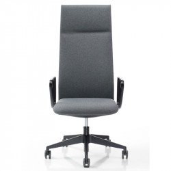 Velvet állítható magasságú kárpitozott fõnöki forgószék magas háttámlával - fix fekete kartámasszokkal - 5-ágú csillag alakú központi görgõs lábbal