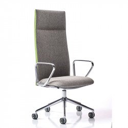 Velvet állítható magasságú kárpitozott fõnöki forgószék magas háttámlával - fix fekete kartámasszokkal - 5-ágú csillag alakú központi görgõs lábbal