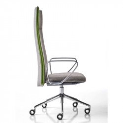 Velvet állítható magasságú kárpitozott fõnöki forgószék magas háttámlával - fix fekete kartámasszokkal - 5-ágú csillag alakú központi görgõs lábbal