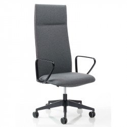 Velvet állítható magasságú kárpitozott fõnöki forgószék magas háttámlával - fix fekete kartámasszokkal - 5-ágú csillag alakú központi görgõs lábbal