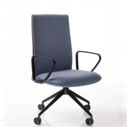 Velvet fix magasságú kárpitozott irodai szék - fix fekete kartámasszokkal - 4-ágú csillag alakú központi görgõs lábbal 05 Műanyag karosszékek Diemme