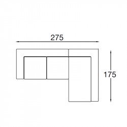 Square kanapé - egy kétüléses és két együléses elemmel - hátpárnákkal - egyik oldalt karfa nélkül
