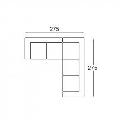 Square sarokkanapé - öt egyszemélyes elemmel - hátpárnákkal és végig karfákkal