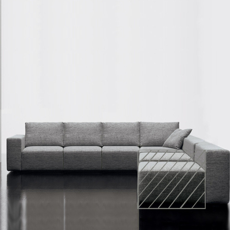 Square sarokkanapé - hat egyszemélyes elemmel - hátpárnákkal és végig karfákkal