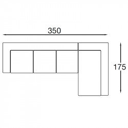 Square sarokkanapé - hat egyszemélyes elemmel - hátpárnákkal és végig karfákkal