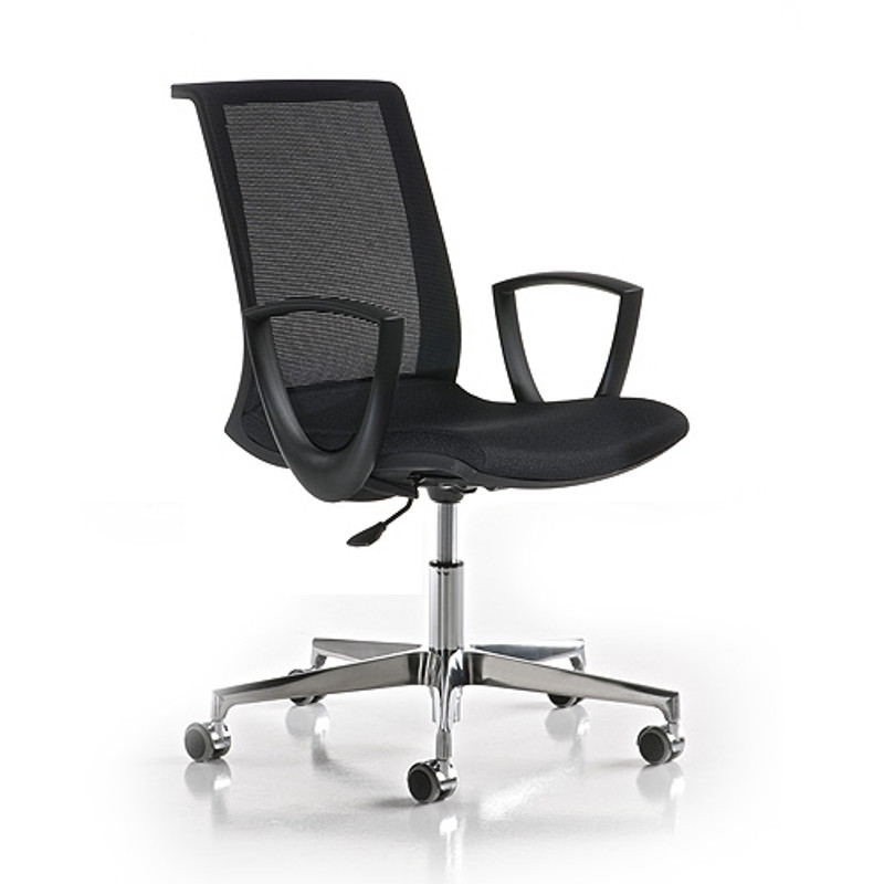 Key állítható magasságú irodai szék - fekete - alumínium lábbal