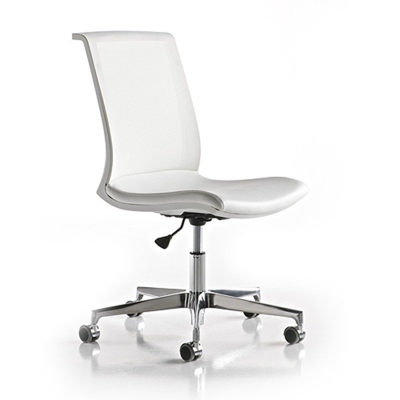 Key állítható magasságú irodai szék - fehér - alumínium lábbal