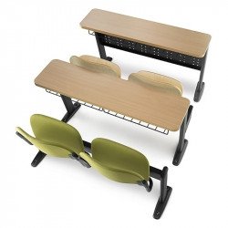 Oxford kétszemélyes pad egység - középsõ sor - asztallal és kárpitozott üléssel