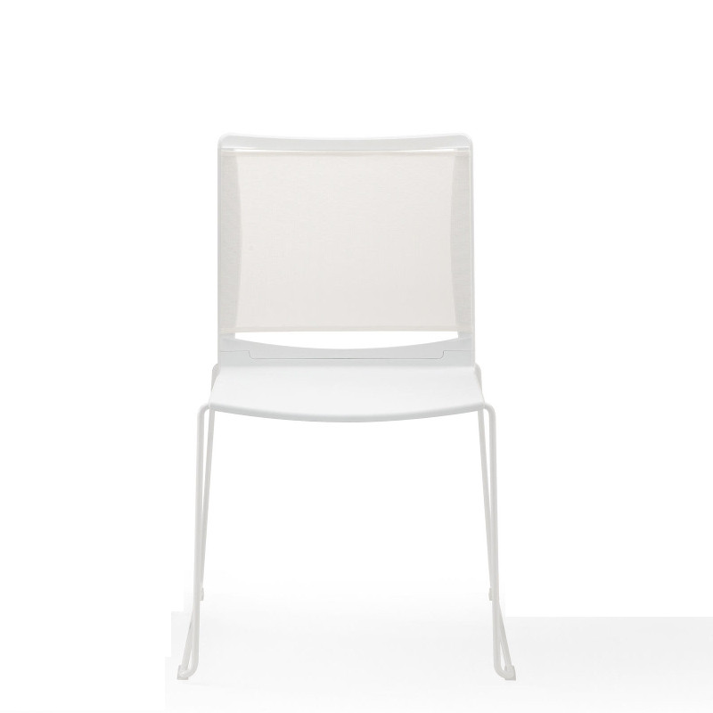 Slim hálós háttámlájú fehér szék - krómozott szánkótalpas lábbal