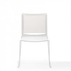 Slim hálós háttámlájú fehér szék - krómozott szánkótalpas lábbal 03 Műanyag székek Diemme