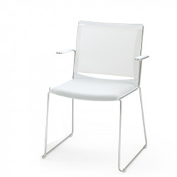 Slim hálós háttámlájú fehér karosszék - króm szánkótalpas lábbal 05 Műanyag karosszékek Diemme