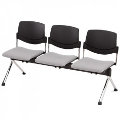 Sunny polipropilén vázas háromszemélyes pad kárpitozott üléssel fekete