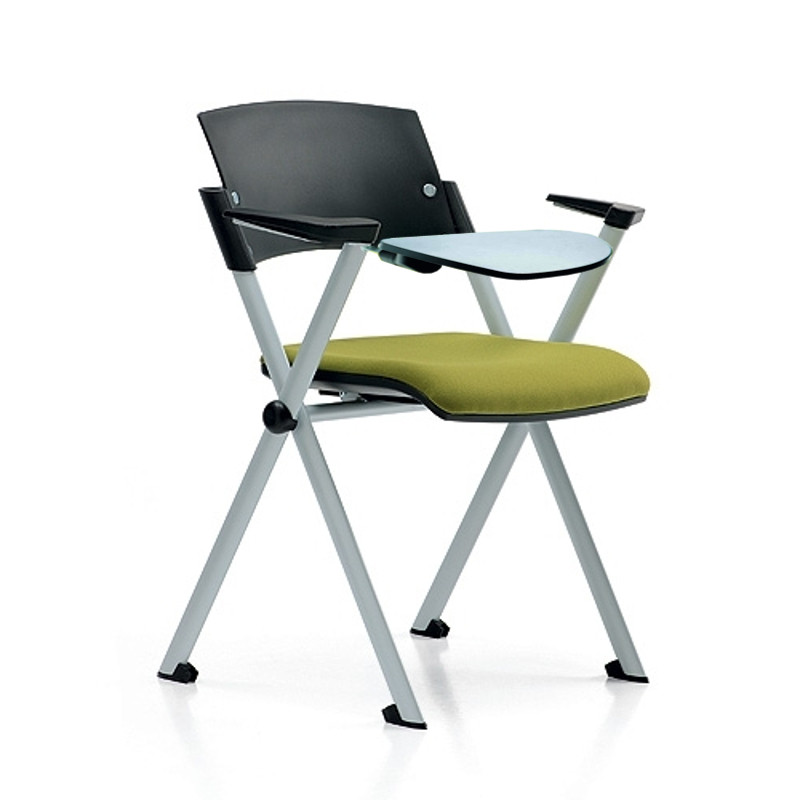 Zeta fekete polipropilén vázas karosszék kárpitozott üléssel és kis íróasztallal