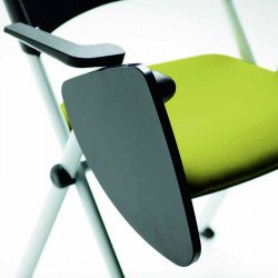 Zeta fekete polipropilén vázas karosszék kárpitozott üléssel és kis íróasztallal