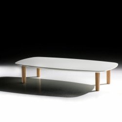 Bread fehér téglalap alakú dohányzóasztal - natúr tölgy lábbal