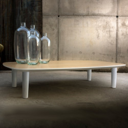 Bread natúr tölgyfa téglalap alakú dohányzóasztal - fehér lakkozott tölgy lábbal