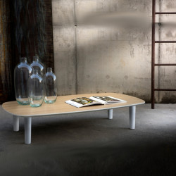 Bread natúr tölgyfa téglalap alakú dohányzóasztal - fehér lakkozott tölgy lábbal