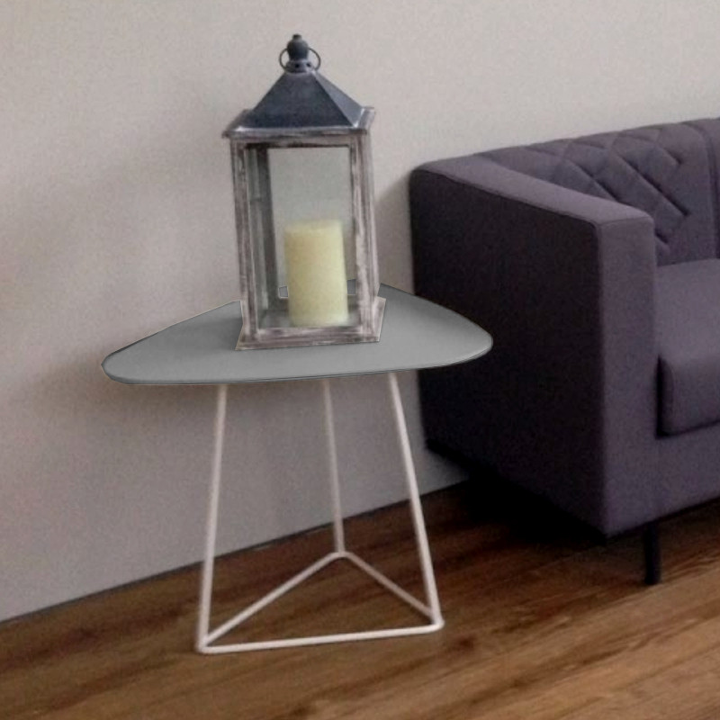 Bread sötétszürke háromszög alakú dohányzóasztal - fehér háromszög alakú keretes lábbal