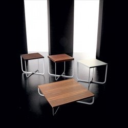 XL alacsony dohányzóasztal 95x95cm melamin dió asztallappal