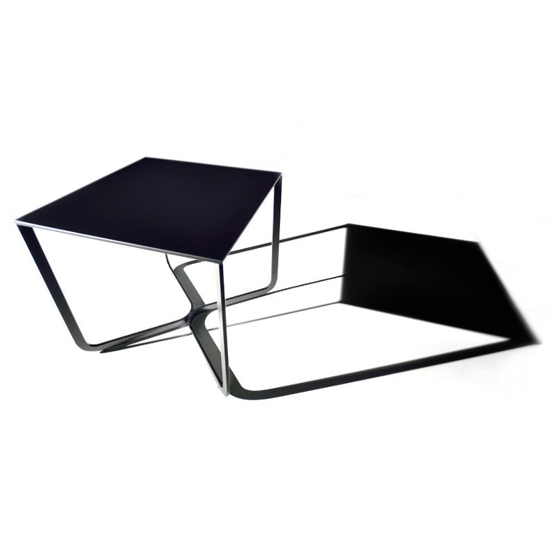 XS magas dohányzóasztal 55x55cm fekete HPL asztallappal