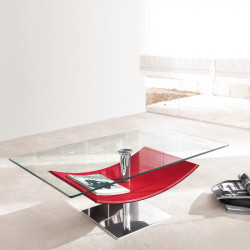 Look 282 üveg dohányzóasztal kárpitozott magazintartóval 02 Dohányzóasztalok Olasz modern stílus COMPAR