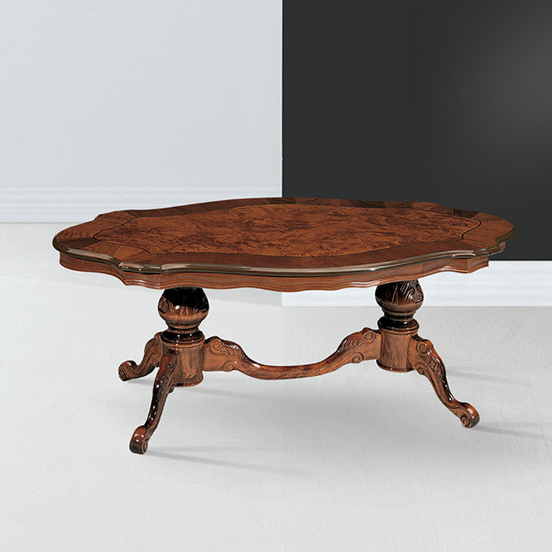 Intarziás 919-TR ovális barokk dohányzóasztal 140x70cm