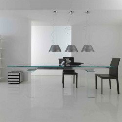 Light 200 Glass 390 Bővíthető üvegasztal 200-300x100cm 02 Bővíthető étkezőasztal Olasz modern stílus COMPAR