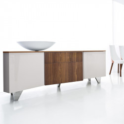 Vanity 581 két ajtós két fiókos Canaletto dió komód biztonsági üveggel 07 Tárolók Olasz modern stílus COMPAR
