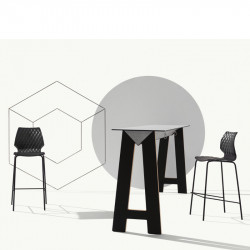 Uni 378 magas négylábú fém polipropilén vázas bárszék háttámlával