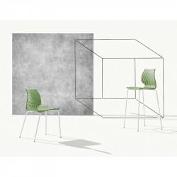 Uni 378 magas négylábú fém polipropilén vázas bárszék háttámlával