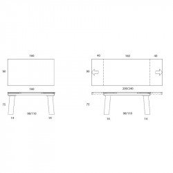 Frau 160 Bővíthető üvegasztal 160-240x90cm